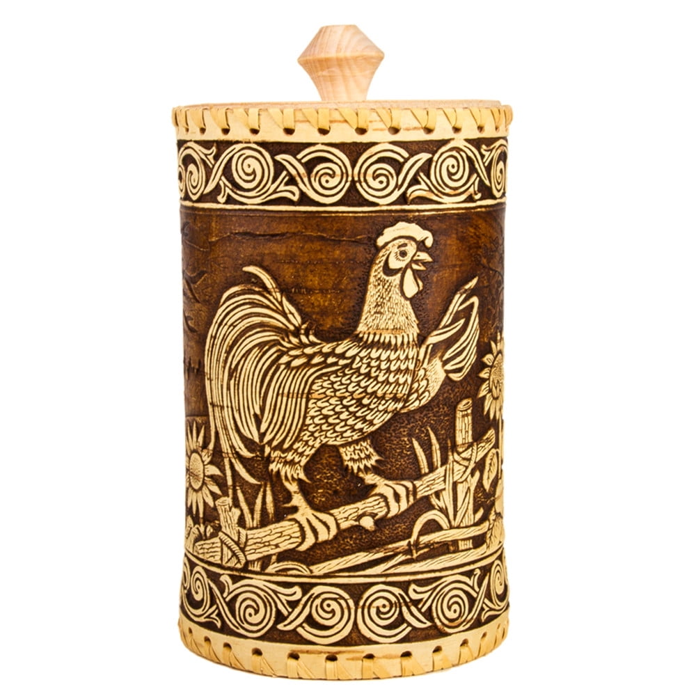 Kitchen Container Cockerel Birch Bark Container 7.9inch Birch