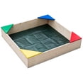 thumbnail image 3 of Outdoor Wooden Sand Box with Floor Cover and Waterproof Protection Cover, Square Sandpit for Kids, 3 of 6