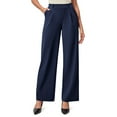 thumbnail image 2 of Womens Dress Pants Wide Leg Pull On Work Pants Women Stretchy High Waisted Business Casual Trousers Slacks with Pockets Dark Blue S, 2 of 4