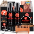 thumbnail image 1 of Kit de cuidado de barba Sminiker, aceite, bálsamo, champú, acondicionador, cepillo, peine y tijeras para bigote. Cuidado de la barba. Regalos únicos para hombres. Kit para el crecimiento y recorte de, 1 of 7