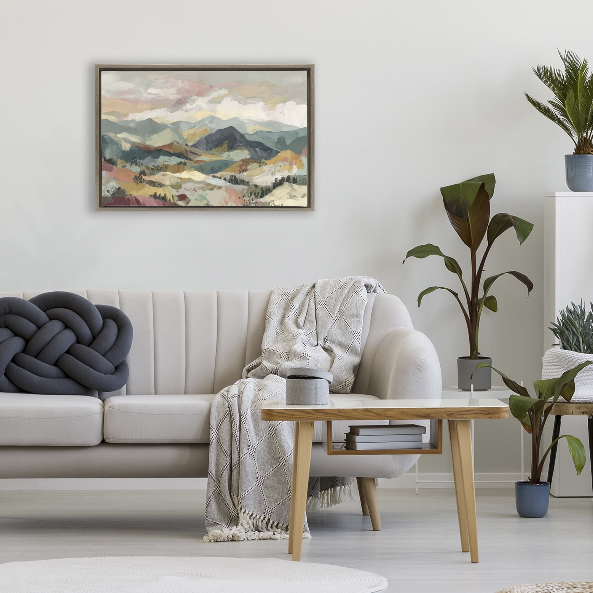 Stupell Industries Mountain Valley Vista Brown Framed Floater Canvas Wall Art, design by Chromatic Storm Studio