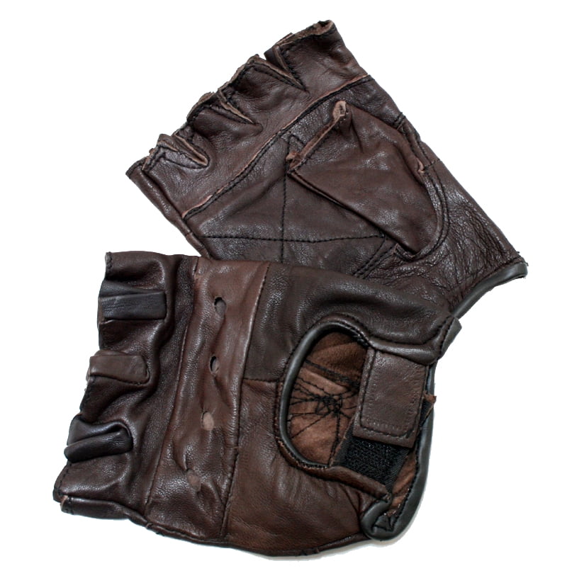 Fingerless Leather Gloves Brown