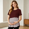 thumbnail image 4 of Xdegoge Womens Maternity Nursing Tops Short Sleeve Colorblock Striped Breastfeeding Shirts Layered Design Comfortable Casual Flattering Pregnancy Tee, 4 of 9