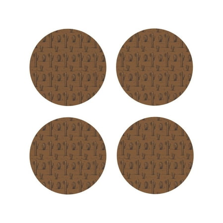 

Vsdgher Western Cactus Leather Coasters for Drinks Durable Drink Coasters 4 Set for Tabletop Protection Luxurious Home Décor and Housewarming Gift-Round Shape