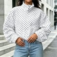 thumbnail image 5 of ZHYou Womens Polka Dot Cropped Puffer Jackets Stand Collar Full Zip Up Loose Long Sleeve Casual Padded Coats with Side Pockets, 5 of 8