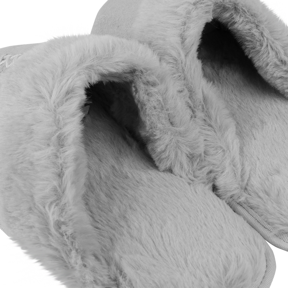 Women's Comfy and Soft Slip-On Plush Luxury Spa Slippers With Closed Toe (Gray) (US Women's Size 7)