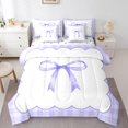 thumbnail image 1 of Erosebridal Purple Bowknot Bedding Sets Queen Size, Cartoon Ribbon Bedding Accessories, Modern Chic Bow Decor, Reversible, 1 of 1