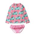 thumbnail image 1 of HAWEE Little Girls Two Pieces Rash Guard Swimsuit Set Long Sleeve Print Bikini Bathing Suit UPF50+ Beach Swimwear, 1 of 4