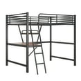 thumbnail image 6 of Kacho Full Size Loft Bed with Desk and Shelf, Metal Loft Bed Frame, Loft Bed with Ladders and Safety Guardrails for Boys Girls Teens, Heavy Duty Bedframe, Space-Saving, No Box Spring Needed, Black, 6 of 7