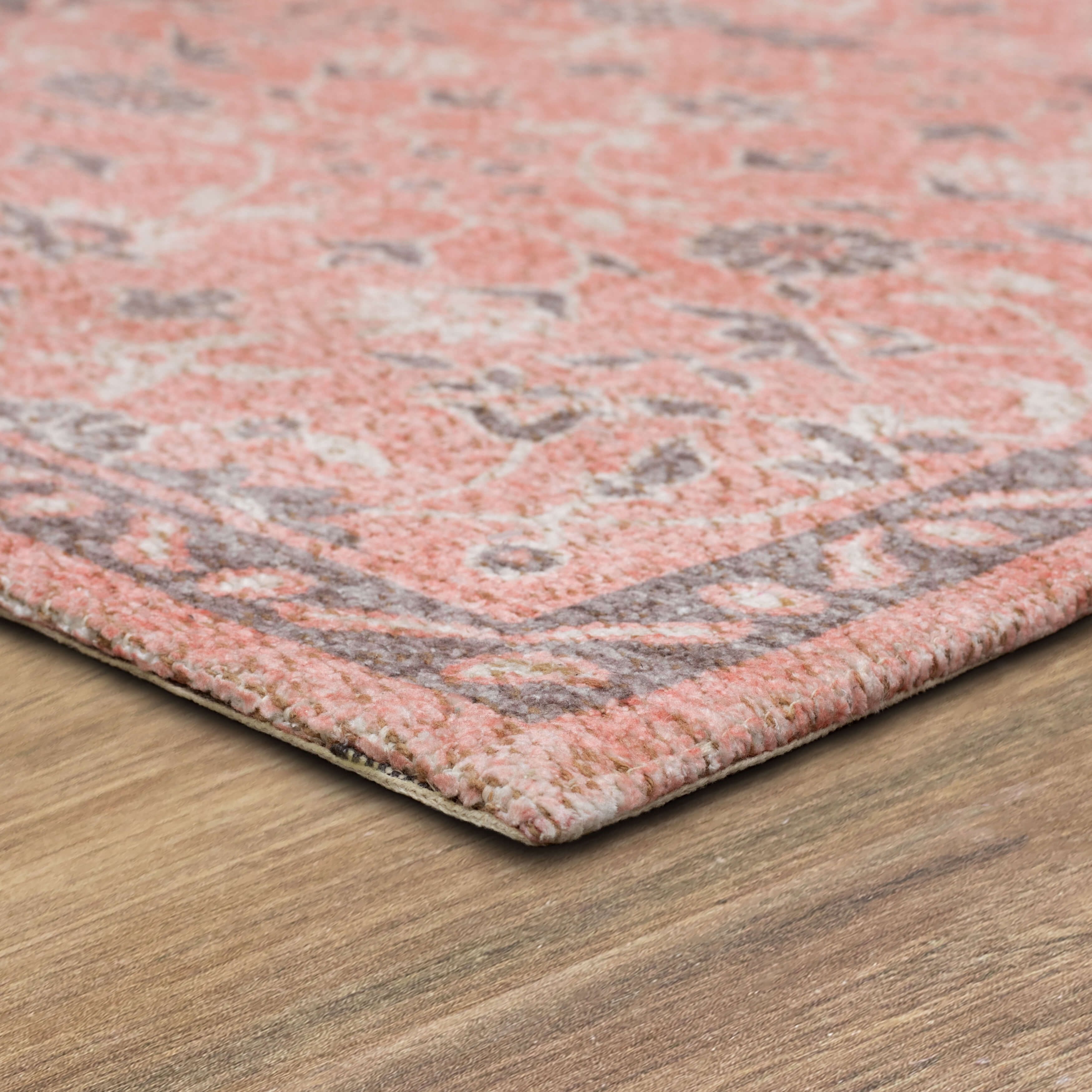 Mainstays Zula Jardin Low Pile Stain/Fade Resistant Polyester Indoor Runner Rug, Pink, 1'10" x 6'