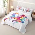 thumbnail image 3 of Feelyou Watercolor Handball Quilt Full for Girls, Silhouette Basketball Sport Full Bedspread Sets, 3-Piece, 3 of 7