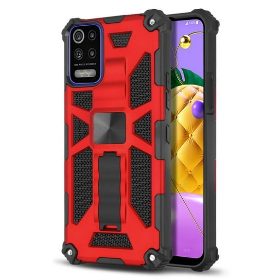 Case for LG K53 Hybrid Heavy Duty Shockproof Protective Hard Shell Foldable Kickstand Military Grade Protector Phone Cover for LG K53 by Xpm - Red
