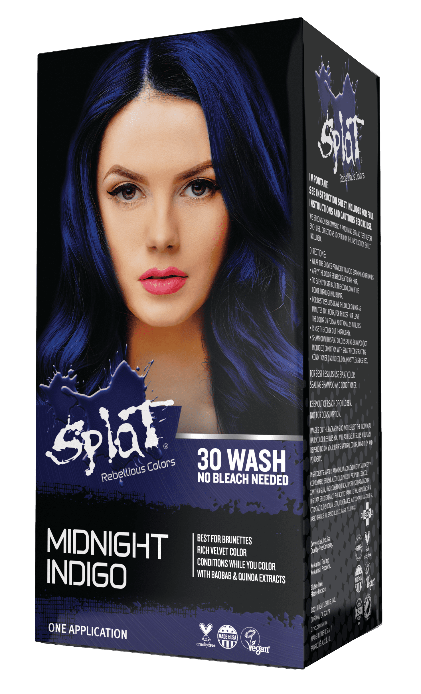 Splat Midnight Indigo Hair Dye Semi Permanent Blue Hair Color Walmart Com Walmart Com