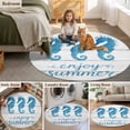 thumbnail image 6 of Enjoy Summer Round Living Room Rugs 8 ft, Coastal Watercolor Blue Seahorses Wood Grain Washable Large Area Rug with Non-Slip Sturdy Edge Binding Round Carpet for Dining Room Kitchen Office, 6 of 9