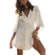 thumbnail image 4 of TRKIYQC Mini vestido cruzado para mujer, elegante, cuello en V profundo, manga media, lazo cruzado, vestido con volantes en la espalda TRKIYQC moda, 4 of 8