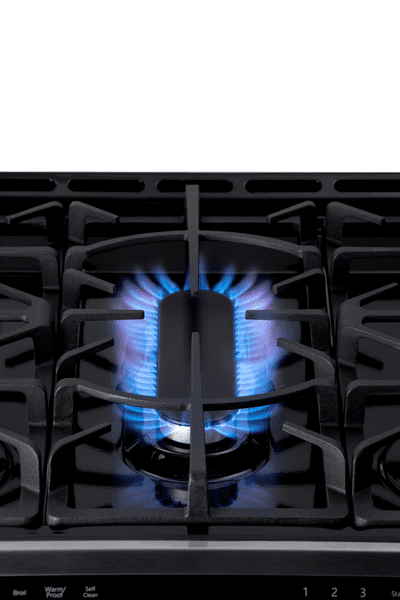 Kenmore 5.6 cu. ft. Front-Control 5 Burner True Convection Gas Range (240V) with Oven, Large Window, Three Oven Racks, Dishwasher Safe Cast Iron Grates