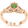 thumbnail image 5 of Claddagh Peridot Diamond Ring In Solid 14k Rose Gold, 5 of 6