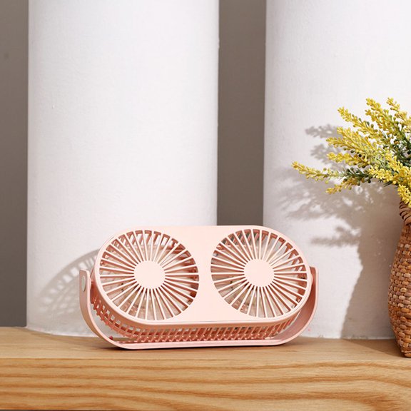 ETEREAUTY Dual Desk Fan with ABS Silicone Blades, Portable and Quiet Tabletop Fan for Home and Office, 1pc