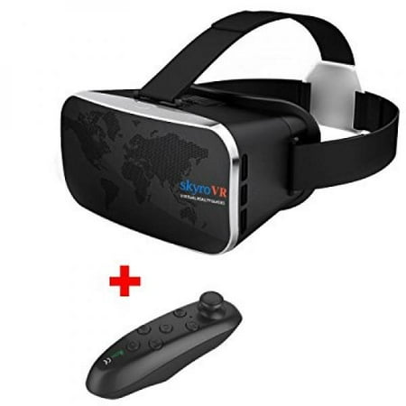 Virtual Reality Headset, Skyro VR Headset and 3D Video Glasses for VR Games and 3D Movie, Compatible with 4.0-6.3 Inch iPhone & Android, Headset with Remote
