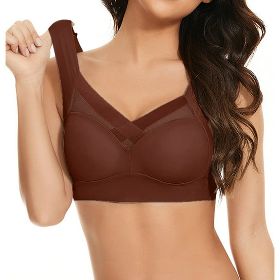 Cqxid525 Women's Smooth Cotton T-Shirt Bra Thin Laceless Comfortable Breathability Underwear Large Size Brater Buckle Female Bra V Neck Vest Bralette Wireless Bra Full-Coverage Bra