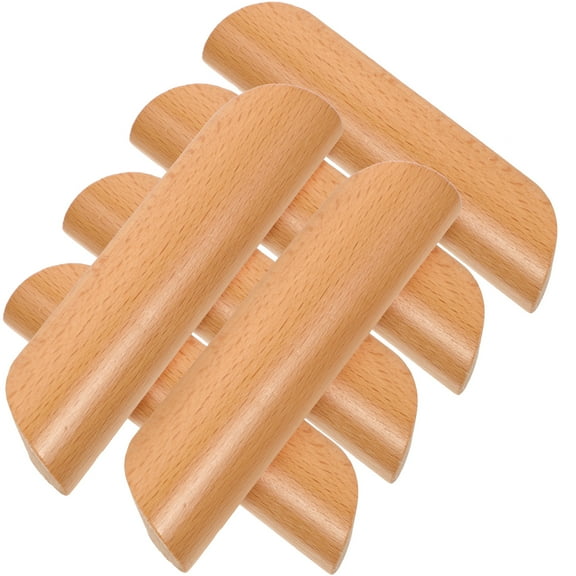 MERRYHAPY 6-Pack Semicircle Beech Wood Drawer Pull Handles Rustic Kitchen Cabinet Hardware