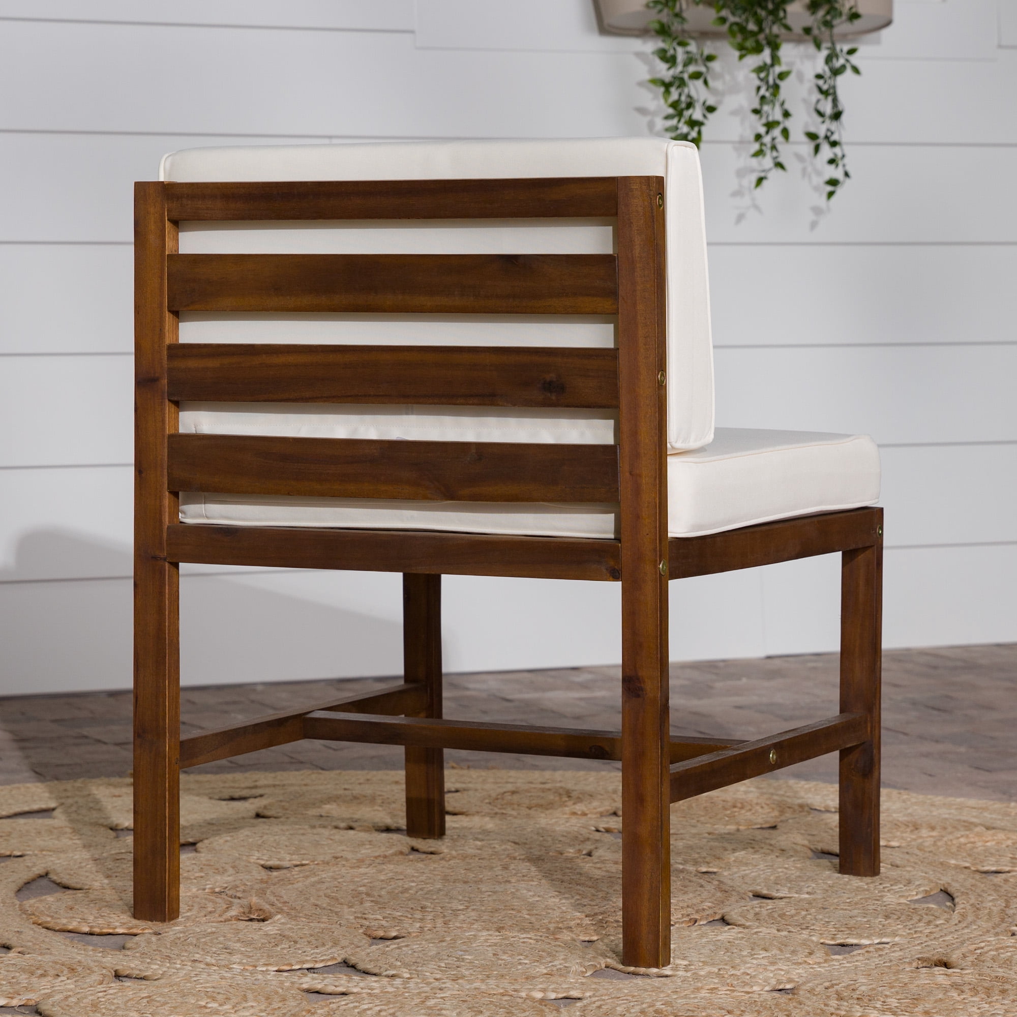 Modular Outdoor Dark Brown Acacia Wood Armless Chair by Manor Park