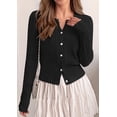 thumbnail image 2 of FreshPretty Women's Cable Knit Cropped V Neck Button Down Cardigan Sweater | Soft Lightweight Cardigan, Long Sleeve, Knit Open Front Sweaters, Business Casual Outfits, Fall Winter Outerwear, 2 of 10