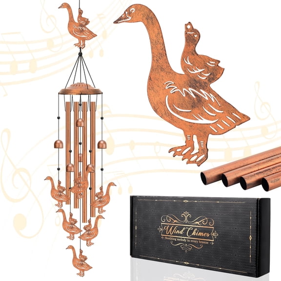 topjuju 35 Inch Goose Wind Chimes, Outdoor Porch Goose Decoration, Vintage Metal Wind Chimes for Outside, Weatherproof Mother & Baby Geese Windchime, Best Housewarming/Mother's Day/Birthday Gifts