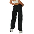 thumbnail image 6 of SAYOO Women's Cargo Jogger Pants, Mid Waist Solid Color Straight Leg Loose Street Pants, 6 of 6