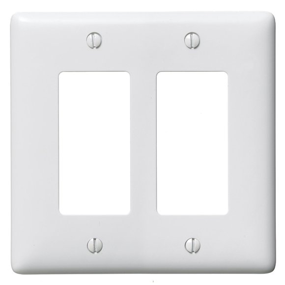 Bryant Electric NPJ262W Wallplate, Nylon, Mid-Sized, 2-Gang, 2 Decorator/GFCI, White