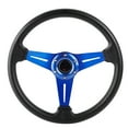 thumbnail image 1 of 14in 350mm Universal Racing Steering Wheel Aluminum PU Leather Car Sport Racing Drift Steering Wheel Blue, 1 of 7