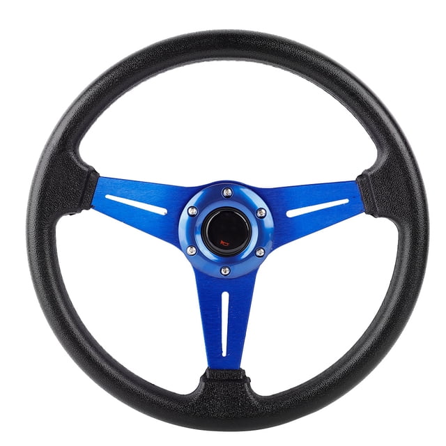 14in 350mm Universal Racing Steering Wheel Aluminum PU Leather Car Sport Racing Drift Steering Wheel Blue