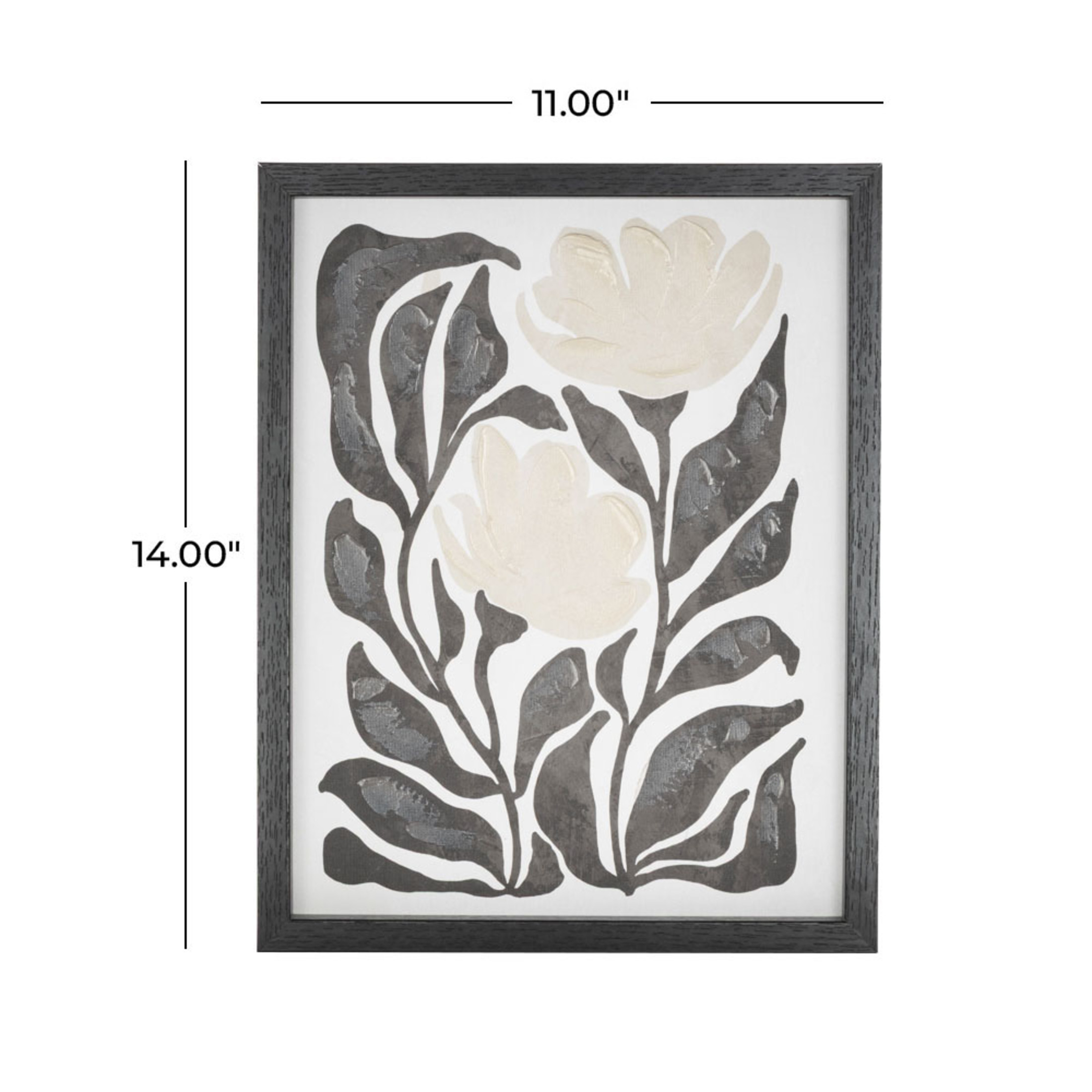 14" x 11" Floral Framed Wall Art with Black Stems and Leaves, by DecMode