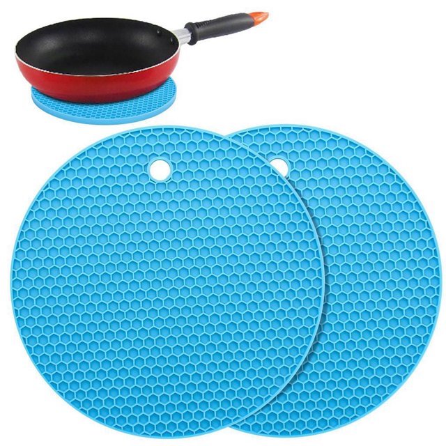 Posavasos redondos resistentes DIYOO, 2 unidades, multifuncionales, antideslizantes, para mesa, accesorios de cocina, color azul