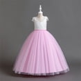 thumbnail image 4 of Miluxas Sleeveless Flower Girl Dress A-Line Straight Tutu Tulle Backless Princess Puffy Lace Dresses Party Gown Pink 6-7 Years, 4 of 9