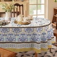 thumbnail image 4 of Oval Floral Tablecloth, Blue Yellow French Country Tablecloth 60 x 102, Wrinkle Resistant and Washable Floral Table Cloths,Perfect for Kitchen Dinner,Family Gathering,Holiday Dining Room Table, 4 of 6