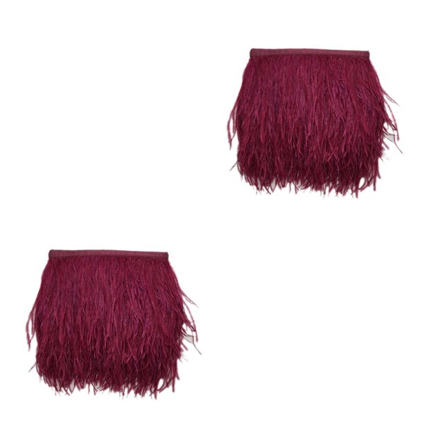 Ounissouiy Adorno de flecos de plumas de avestruz, decoración para manualidades y costura, 9-15cm, rojo vino Vino rojo 2Conjunto