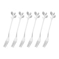 thumbnail image 1 of Uxcell 6Pack 4.8" Tenedor de Aperitivo de Acero Inoxidable en Forma de Hoja, Utensilios de Postre, Plateado, 1 of 6