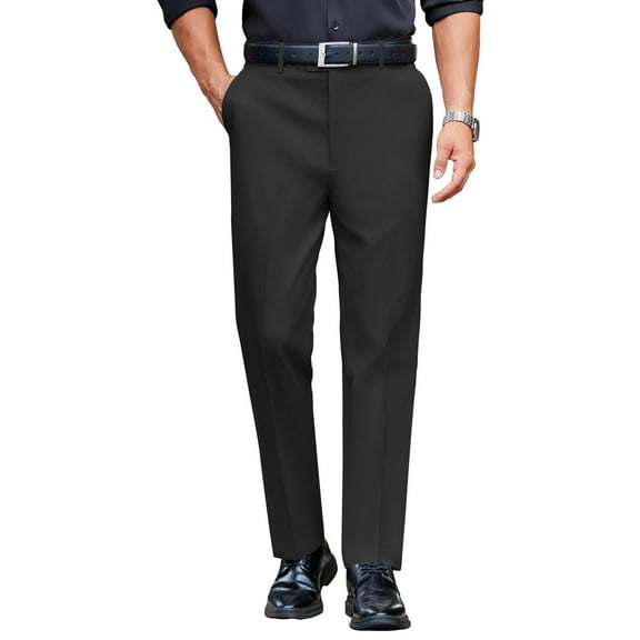 COOFANDY Mens Classic Casual Dress Pants Expandable Waist Suit Pant Slim Fit Flat Front Slacks