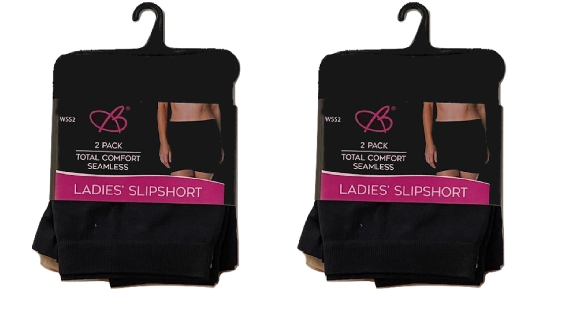 2 pack Bobbie Brooks Ladies Slipshorts, Black/Sand, 2X/3X