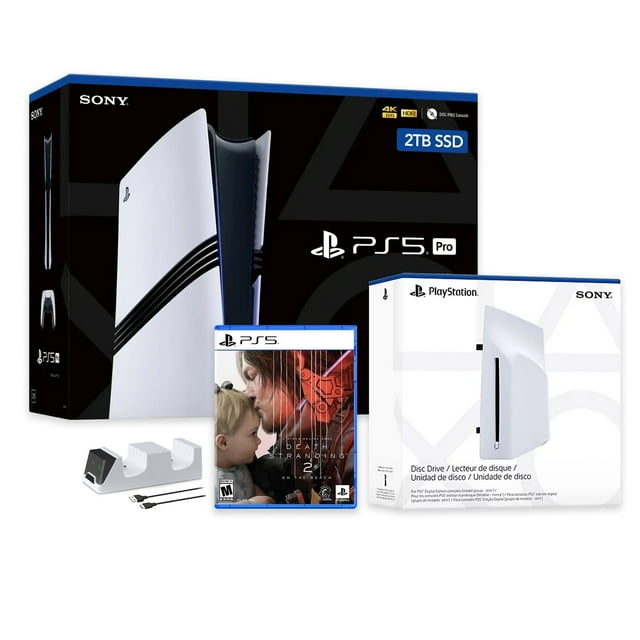 PlayStation 5 Pro 2TB SSD Console with Disc Drive, Wireless Controller and Charger, DEATH STRANDING 2: ON THE BEACH - CFI-7019 PS5 Pro