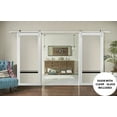 thumbnail image 3 of Sturdy Double Barn Door 56 x 96 inches | Lucia 2666 White Silk Clear Glass | 13FT Rail Hangers Heavy Set | Solid Panel Interior Doors, 3 of 6