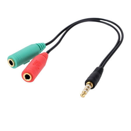 Portable 4 Segment 3.5mm male to Dual 3 Segment Female Audio Cable Audio Line Connect Microphone Headset Earphone Headphone Laptop (Best Laptop To Connect To Tv)