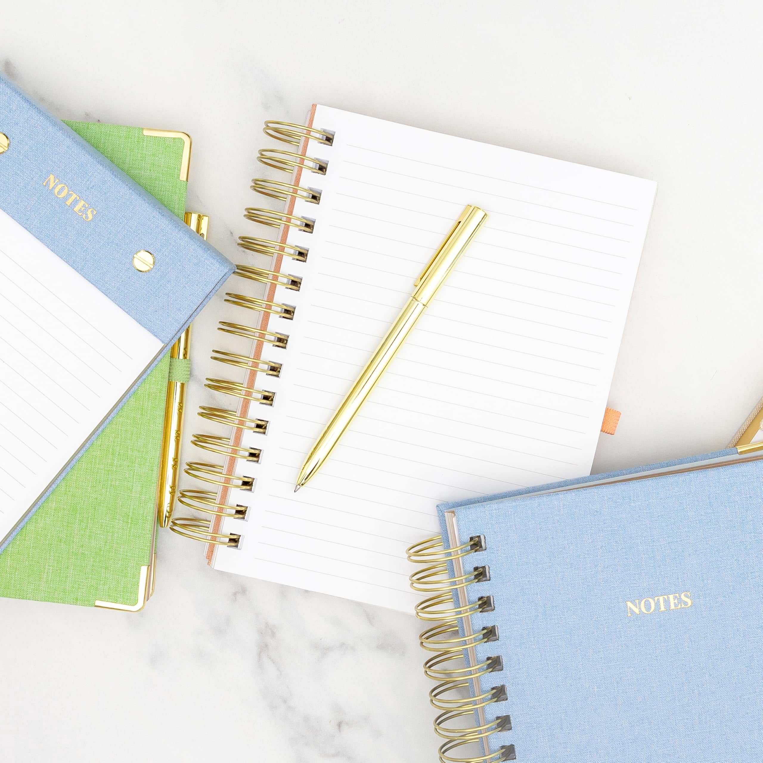 Lined Spiral Journal  Linen Hardcover Notebook With Matching Gel Pen 252 Pages 8 In X 5 - 100 Gsm Paper For Home Office Notes & Gifts (linen)