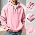 thumbnail image 6 of Men Quarter Zip Hoodie Fleece Lightweight Mens Half Zip Pullover Long Sleeve Drop Shoulder Hooded Sweatshirt Pink 3XL, 6 of 6