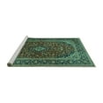 thumbnail image 2 of Ahgly Company Machine Washable Indoor Rectangle Medallion Turquoise Blue Traditional Area Rugs, 5' x 7', 2 of 4