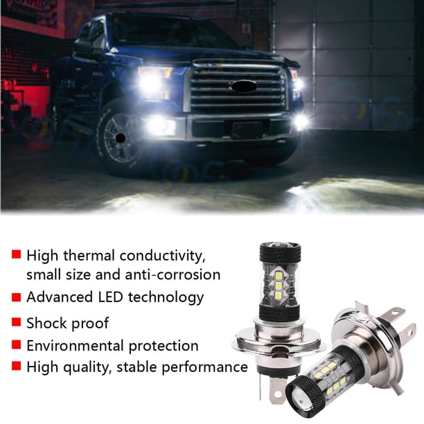 Bombillas LED para coche, 2 piezas H4 12 V-24 V, bombillas LED para faros antiniebla, fiabilidad excepcional