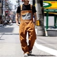 thumbnail image 5 of Mens Denim Bib Overalls Baggy Insulated Vintage Contrast Distressed Jumpsuits Workwear Coveralls with Big Tool Pockets，L-5XL, 5 of 5