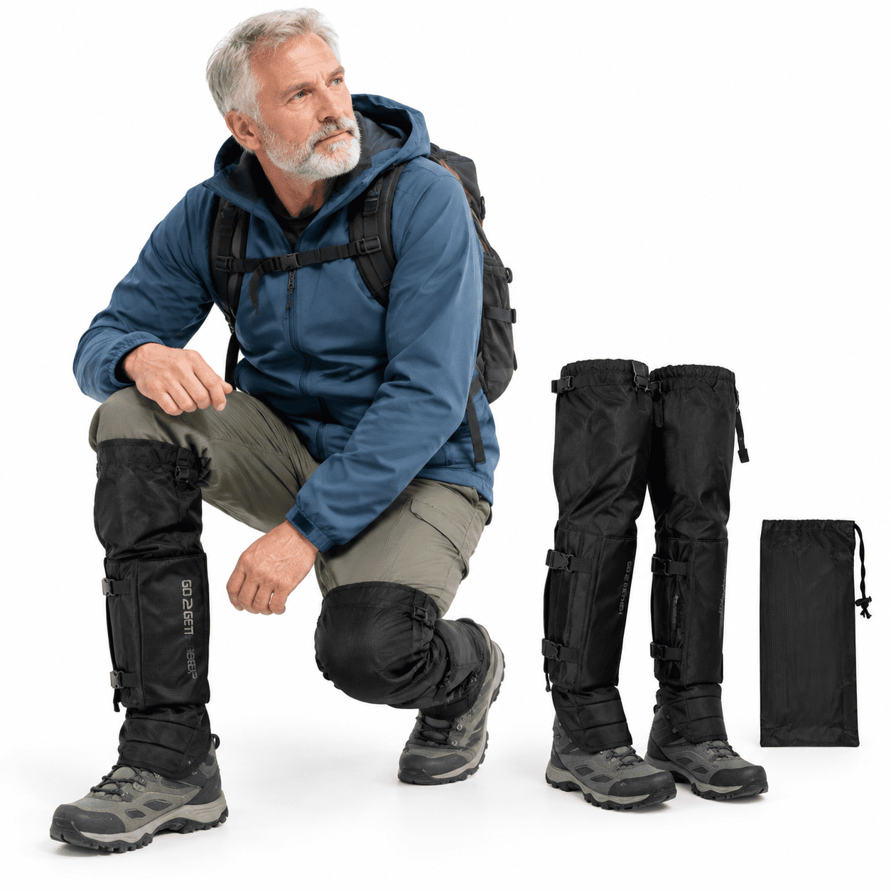 Black Large Snake Gaiters Waterproof Leg Protection for and Outdoor Use