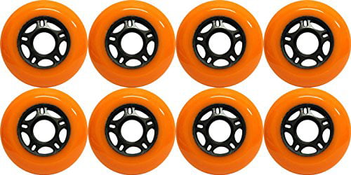 Inline Skate Wheels 72mm 89A Outdoor Orange Rollerblade 8Pk with Abec 9 Bearings 